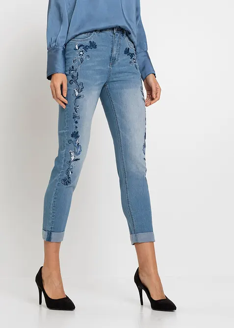 Slim fit jeans met mid waist, cropped, bonprix
