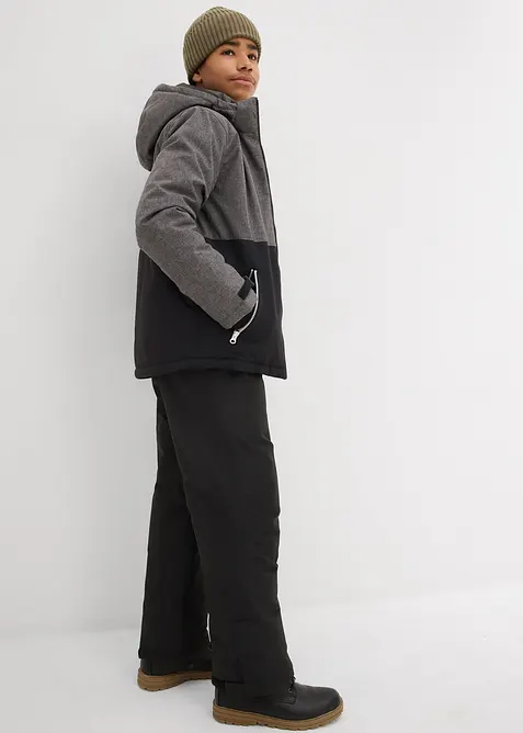 Gewatteerde winterjas in colourblocking met capuchon, bonprix