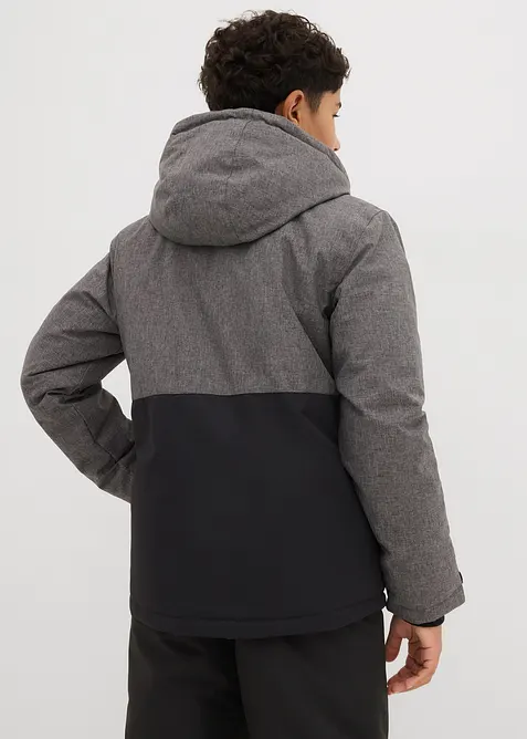 Gewatteerde winterjas in colourblocking met capuchon, bonprix