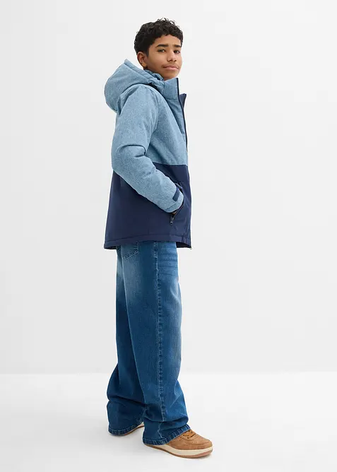 Gewatteerde winterjas in colourblocking met capuchon, bonprix