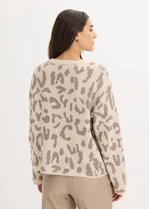 Jacquard oversized trui met pailletten, bonprix