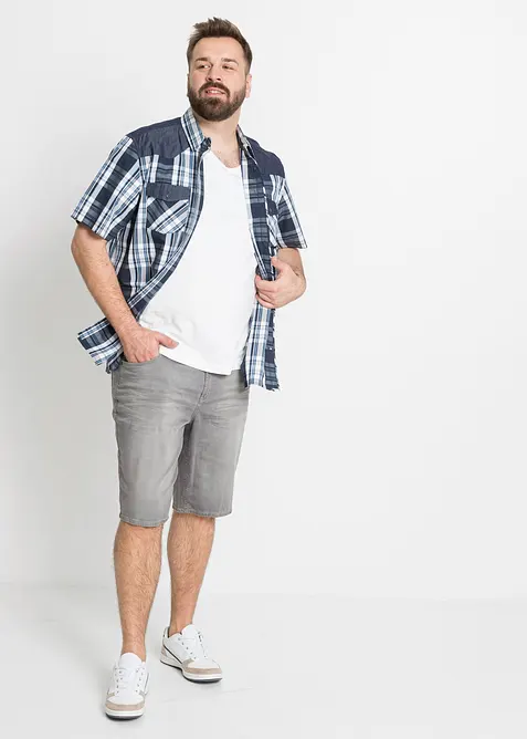Overhemd met korte mouwen en denim details, bonprix