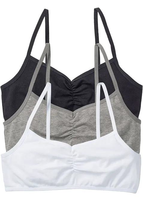 Meisjes bralette van zacht biologisch katoen (set van 3), bonprix