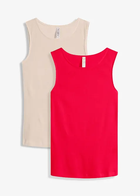 Geribde top (set van 2) van biologisch katoen, bonprix