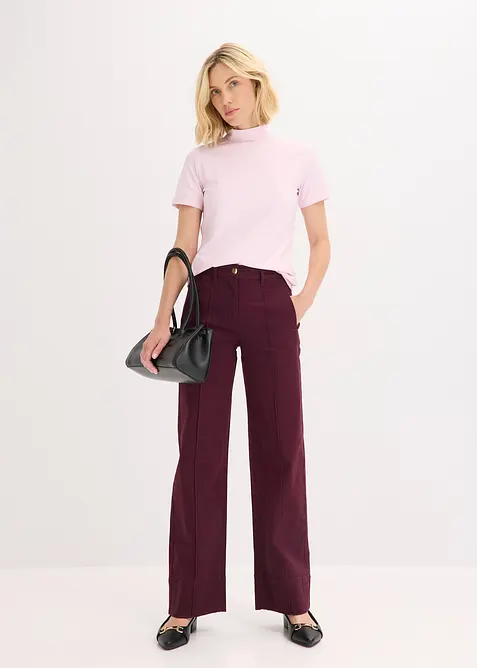 Twill broek met bies en kleine zak, bonprix