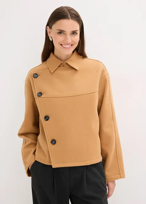Jas in wollen look met schuine knoopsluiting, bonprix