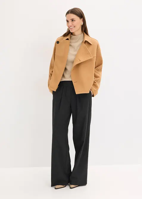 Jas in wollen look met schuine knoopsluiting, bonprix