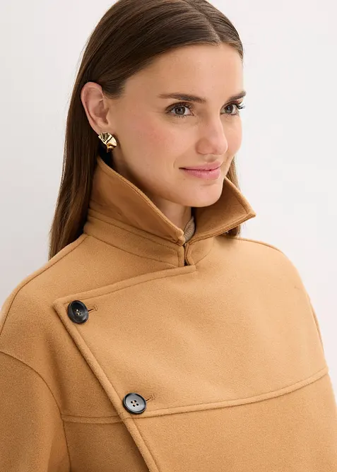 Jas in wollen look met schuine knoopsluiting, bonprix