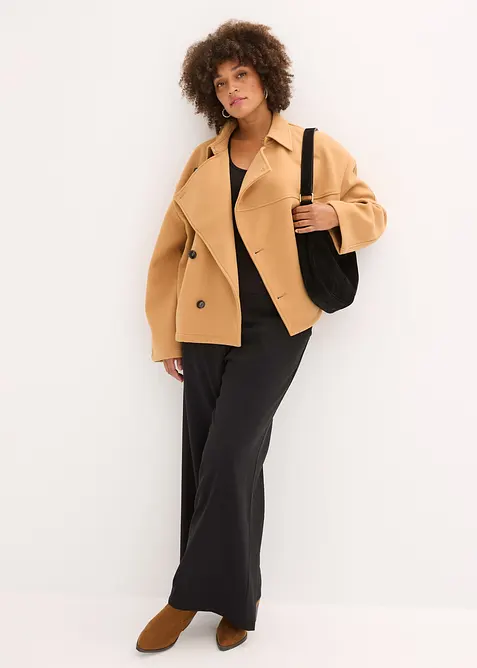 Jas in wollen look met schuine knoopsluiting, bonprix