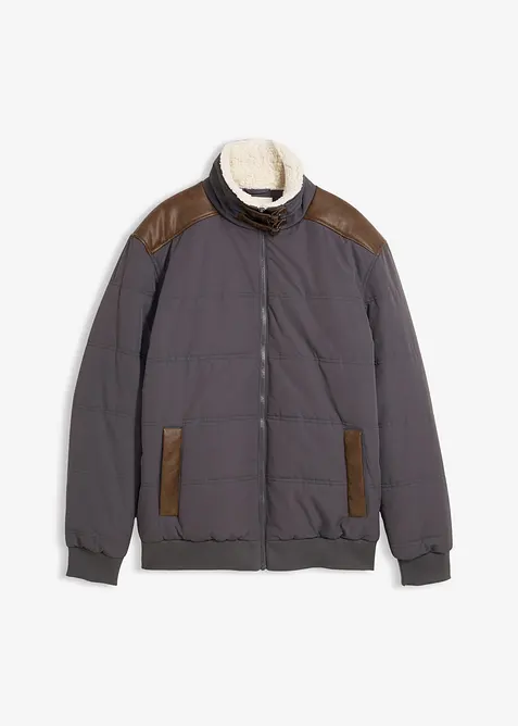 Waterafstotende gewatteerde jas met details van imitatieleer, bonprix