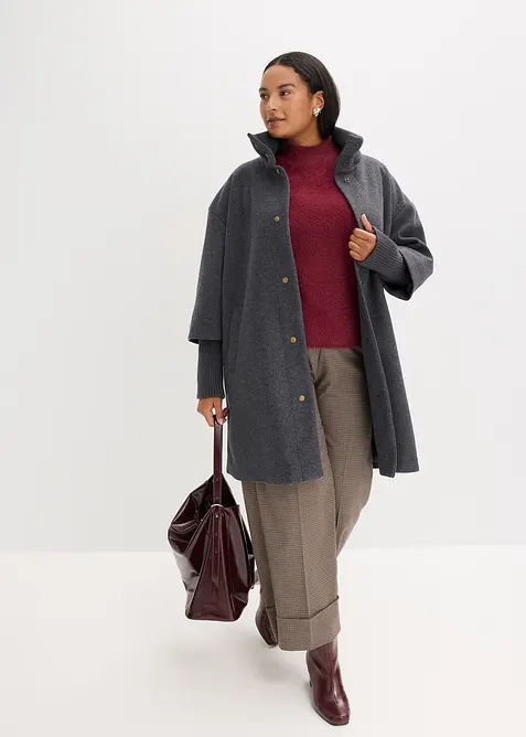 Korte coat in wollen look, bonprix