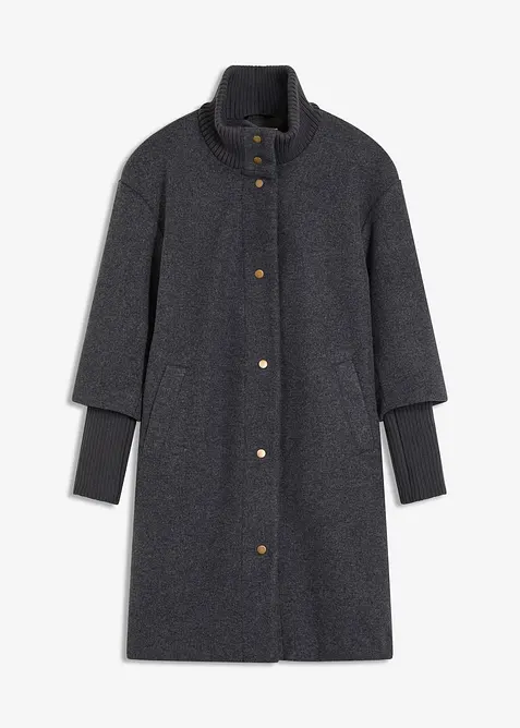 Korte coat in wollen look, bonprix