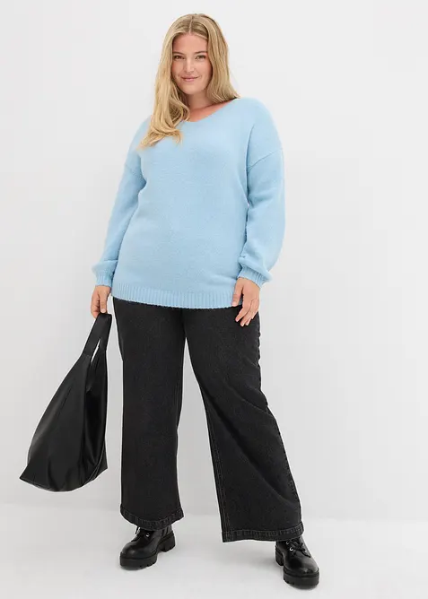 Fijngebreide trui met ballonmouwen, bonprix