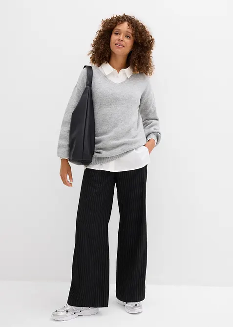 Fijngebreide trui met ballonmouwen, bonprix