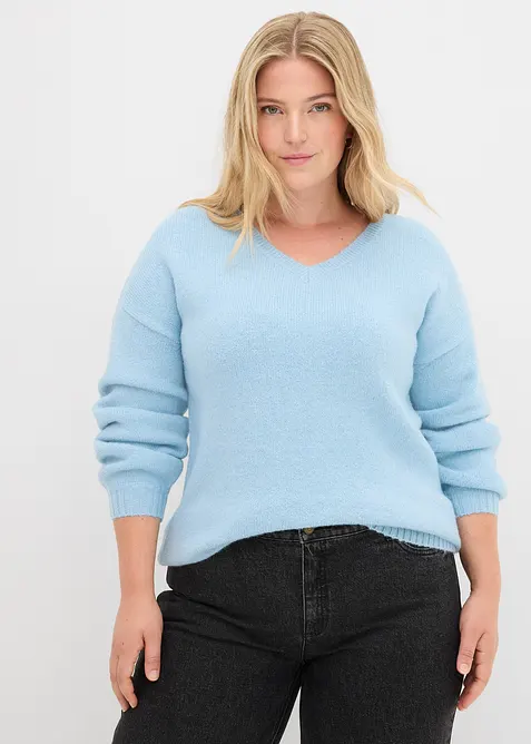 Fijngebreide trui met ballonmouwen, bonprix