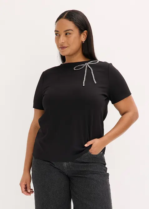 Shirt met strassapplicatie, bonprix