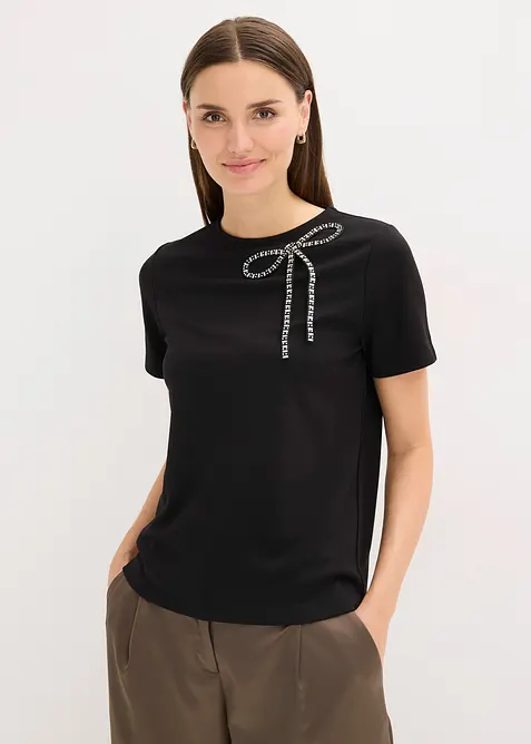 Shirt met strassapplicatie, bonprix