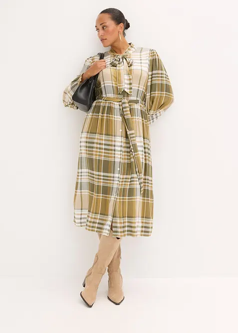 Midi jurk met strik, bonprix