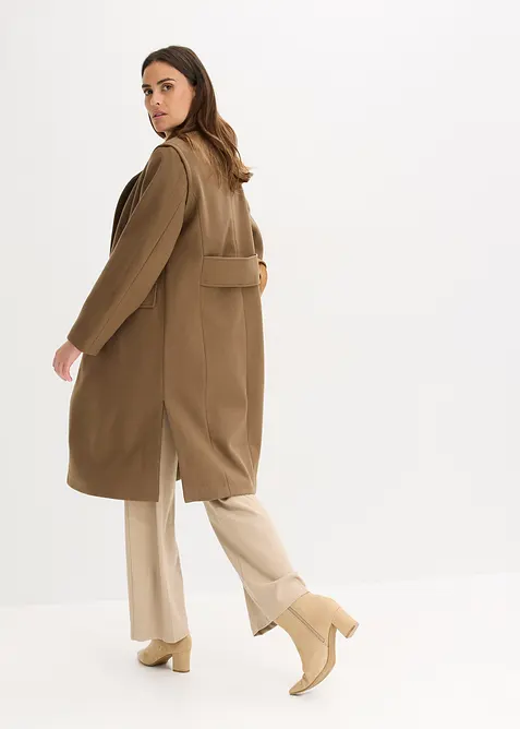 Donzige lange jas met afneembare mouwen, bonprix