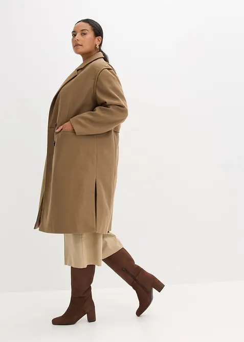 Donzige lange jas met afneembare mouwen, bonprix