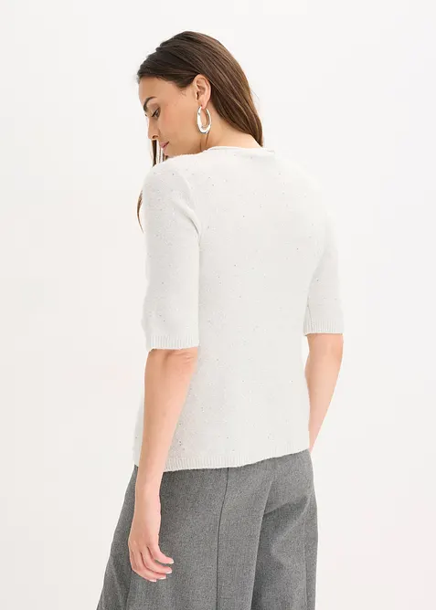 Trui met halflange mouwen, pailletten en glanzend garen, bonprix