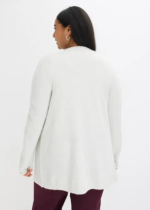 Kort gebreid vest met pailletten en glanzend garen, bonprix