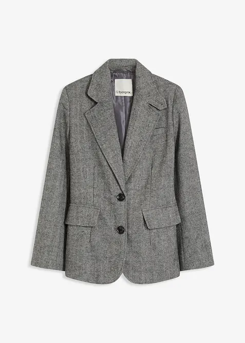 Blazer met  visgraatpatroon en wol, bonprix