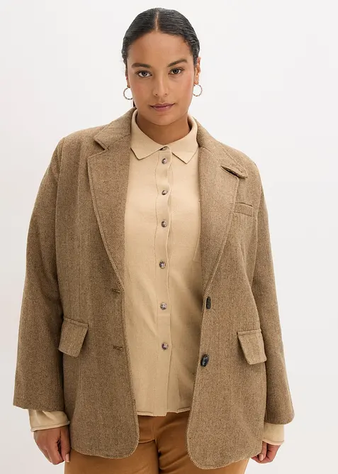 Blazer met  visgraatpatroon en wol, bonprix