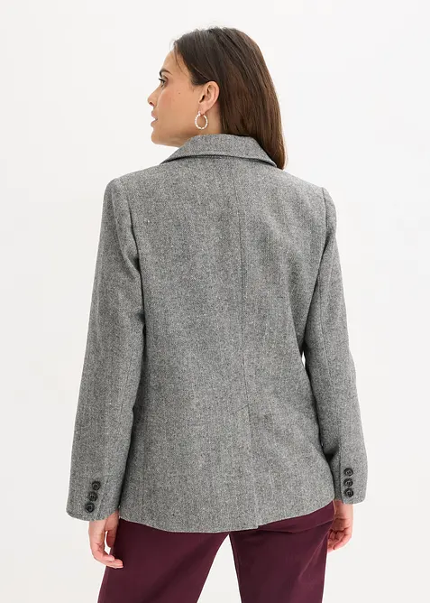 Blazer met  visgraatpatroon en wol, bonprix