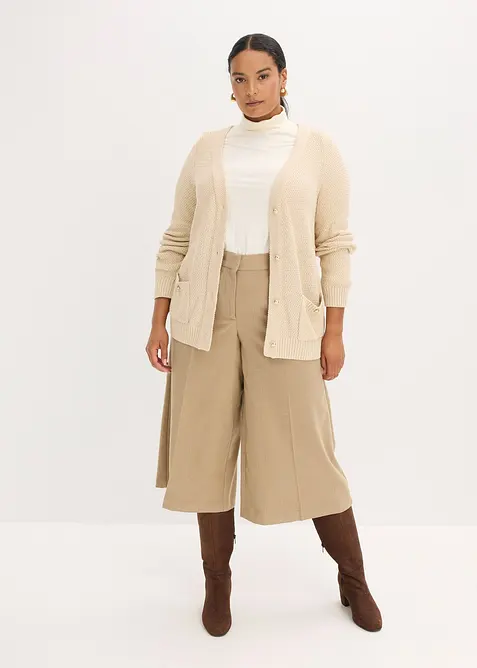 Broek met visgraatpatroon in wollook, bonprix