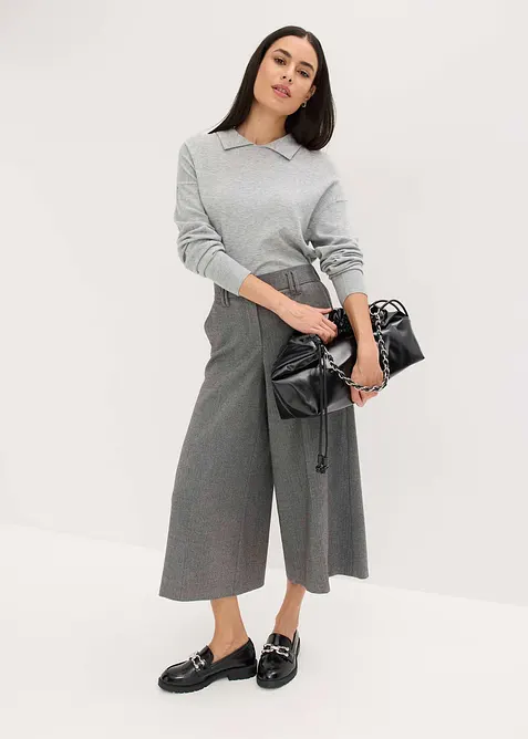 Broek met visgraatpatroon in wollook, bonprix