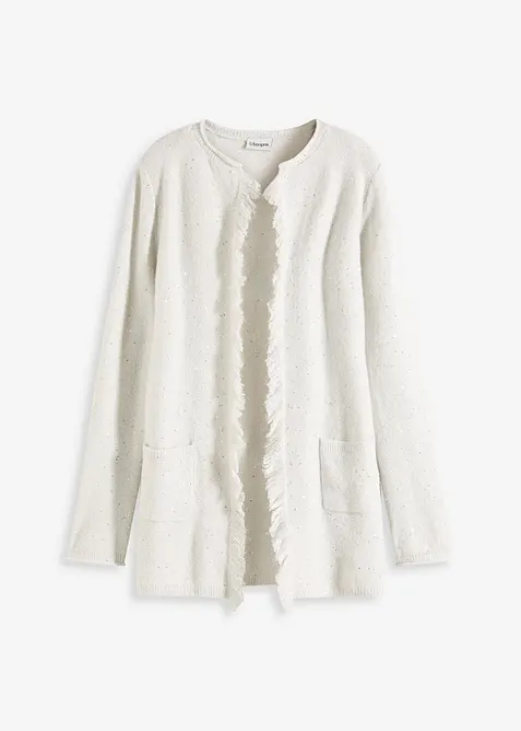 Kort gebreid vest met pailletten en glanzend garen, bonprix