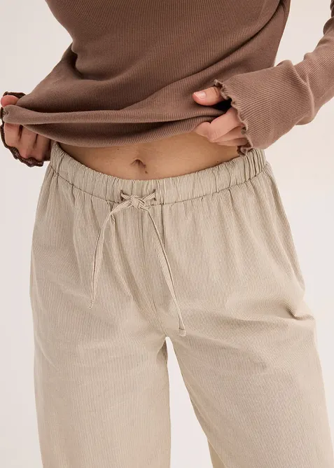 Loungewear geribd shirt met een geweven broek, bonprix