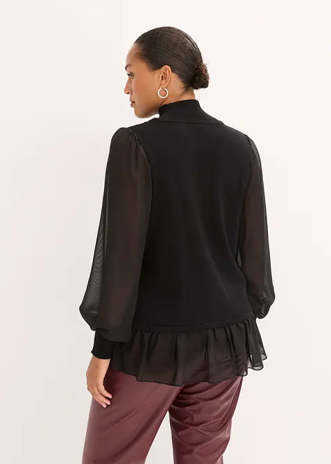 Fijngebreide trui met blouse-inzet, bonprix