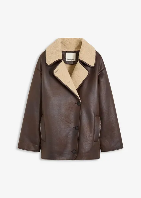 Jas van imitatielamsleer, bonprix