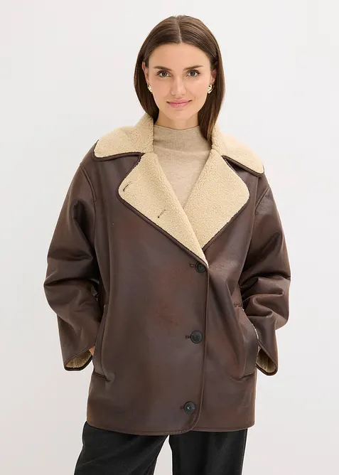 Jas van imitatielamsleer, bonprix