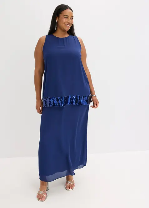 Maxi jurk van fijne georgette met pailletten, bonprix
