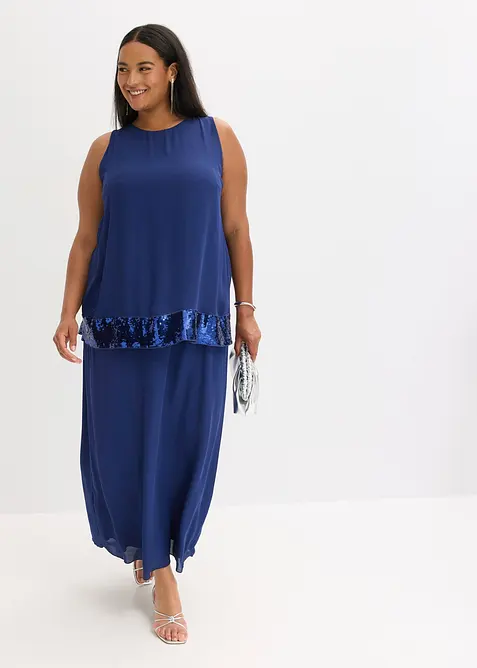 Maxi jurk van fijne georgette met pailletten, bonprix