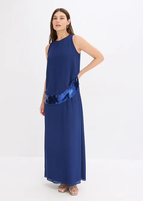 Maxi jurk van fijne georgette met pailletten, bonprix