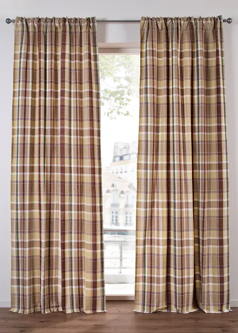 Geruit gordijn van biologisch katoen (1 stuk), bonprix