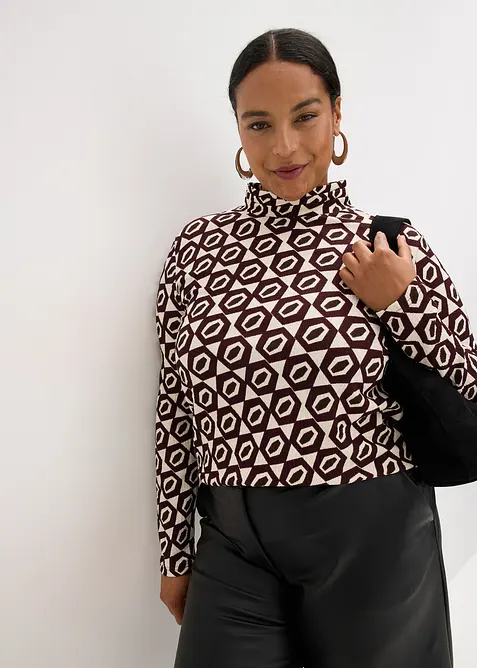 Shirt met opstaande kraag en structuur, bonprix