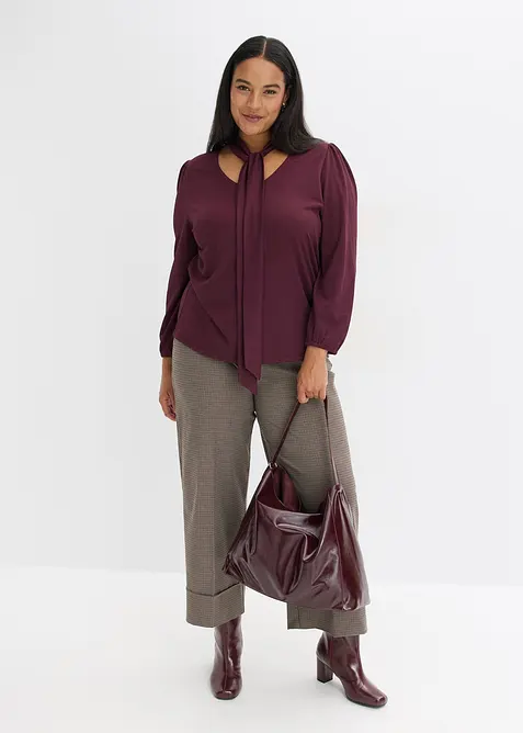 Gestructureerd shirt met afneembare strik, bonprix