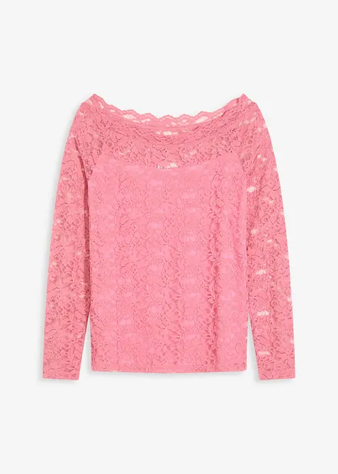 Kanten shirt met lange mouwen, bonprix