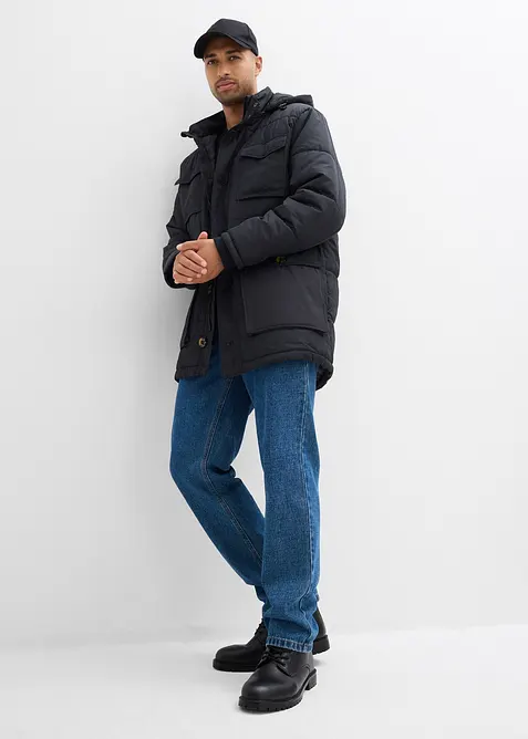 Gewatteerde parka met opgestikte zakken en afneembare capuchon, bonprix