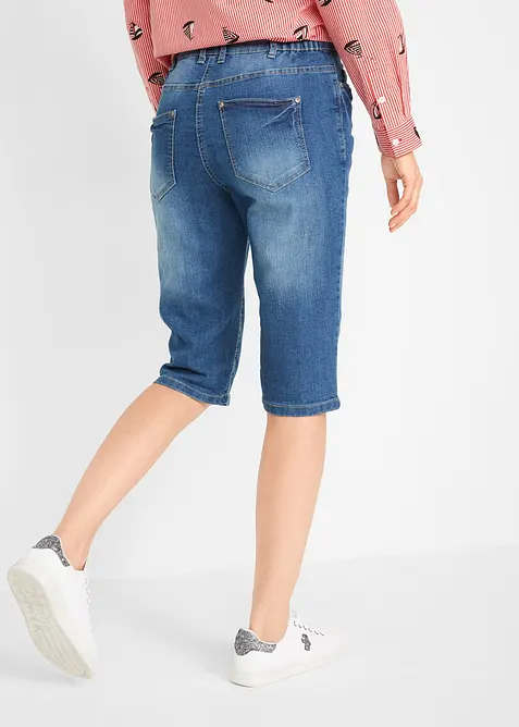 Stretch jeans bermuda met omslag, bonprix