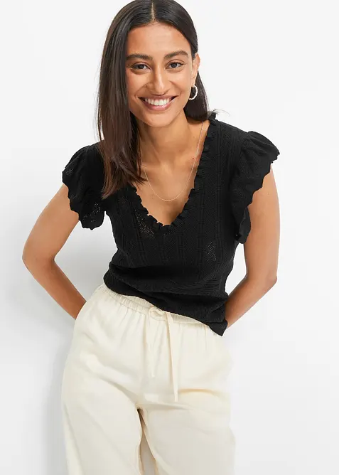 Gebreid shirt in een zachte viscosemix, bonprix