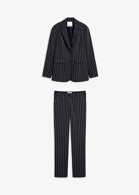 Damespak met krijtstrepen (2-dlg.), bonprix