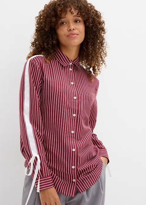 Oversized overhemdblouse van biologisch katoen, bonprix
