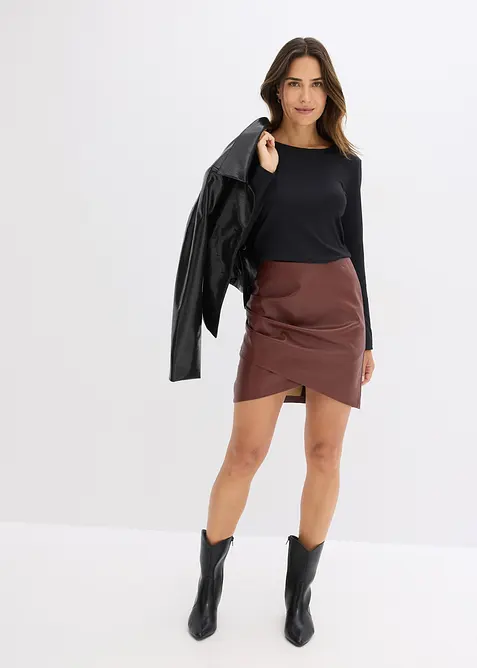 Korte imitatieleren rok, bonprix