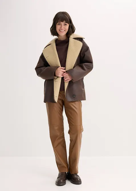 Broek van imitatieleer met een comfortband, bonprix